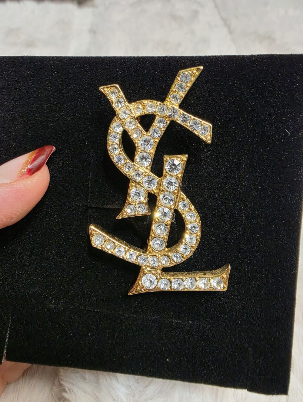 Yves Saint LaurentVintage Crystal YSL Brooch Pin